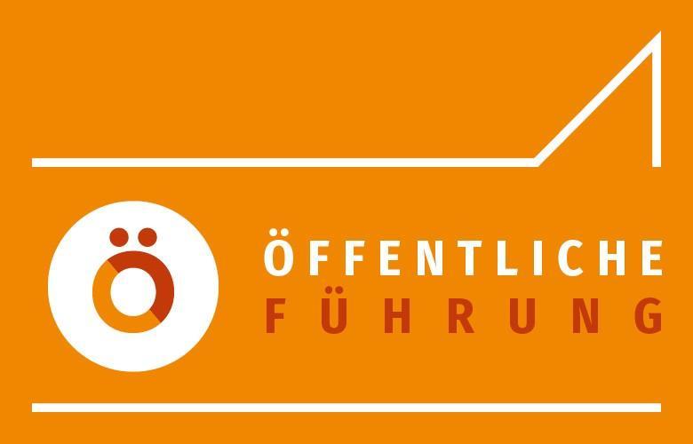 orangefarbener Hintergrund, weiße Sprechblase: "öffentliche Führung"
