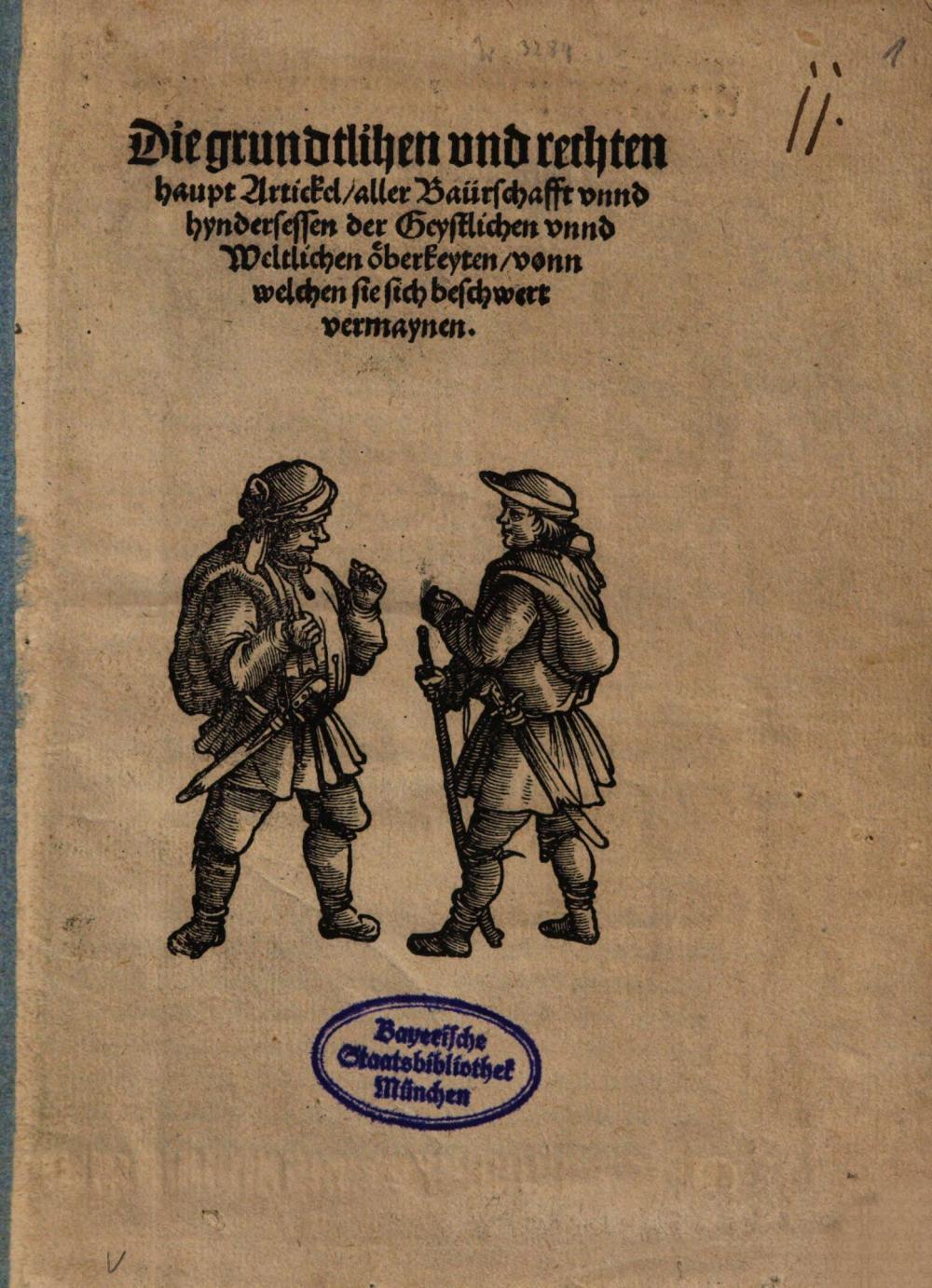 Die 12 Allgäuer Artikel mit einer Darstellung diskutierender Bauern