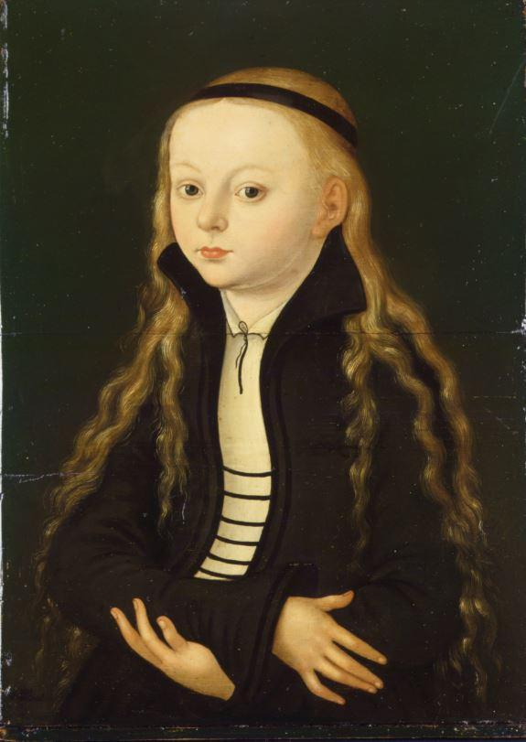 Mädchen mit langen rötlichen Haaren, blass, Gemälde, dunkler Hintergrund