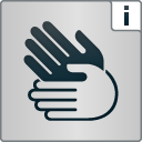 Icon für Gehörlose: zwei gestikulierende Hände