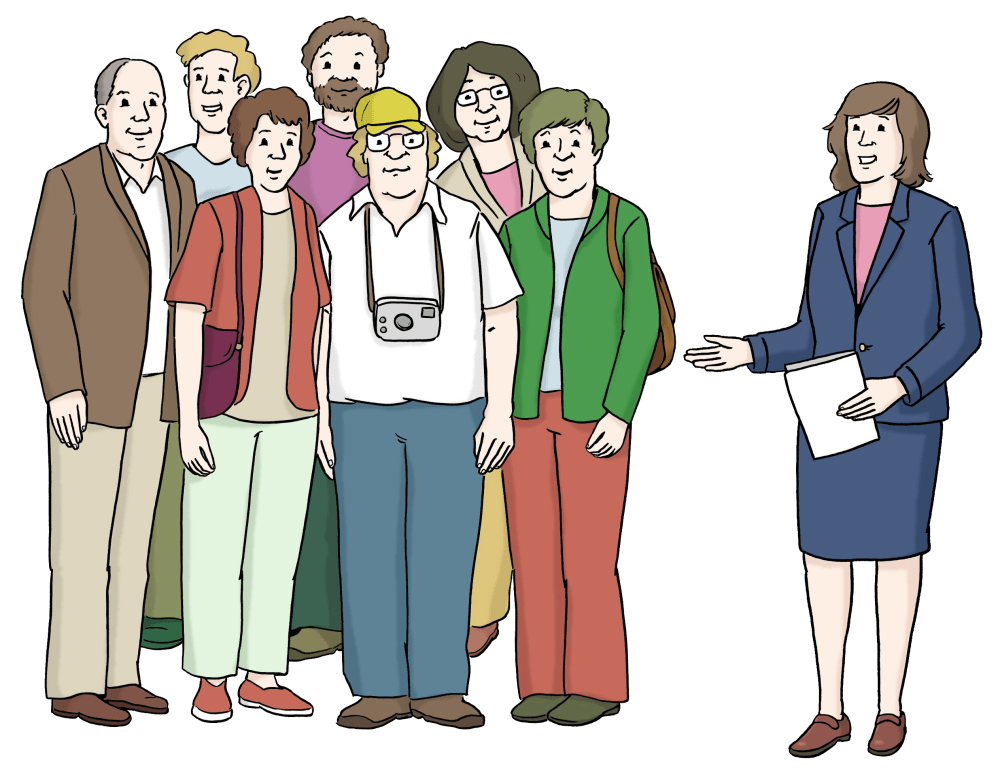 Symbolbild Comicstyle Reisegruppe